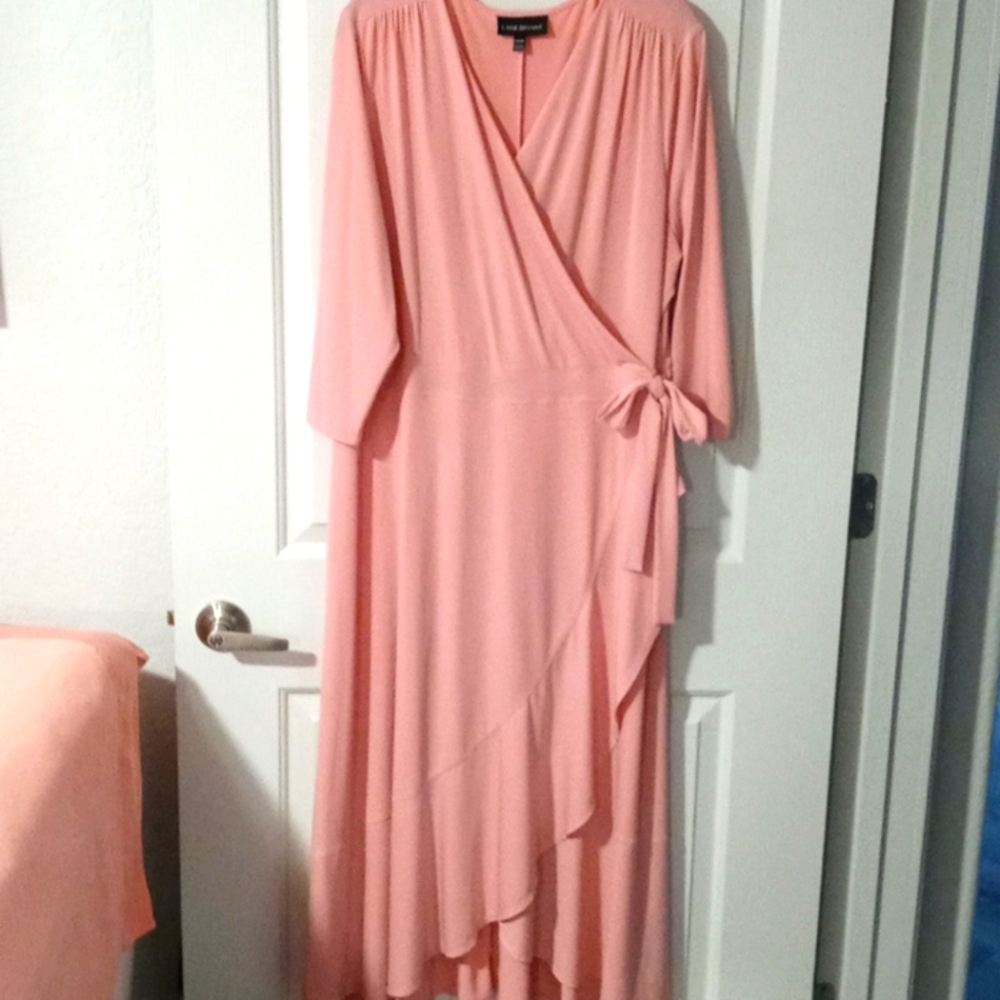 BEAUTIFUL SOFT PINK ROMANTIC MIDI  DRESS 18/20